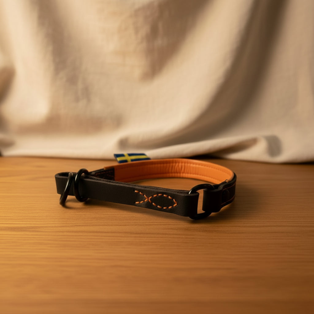 Läderhalsband detalj